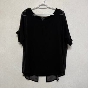 Worthington Black Whimsygoth Flowy Women Large Top Sheer Punk Grunge Goth Style